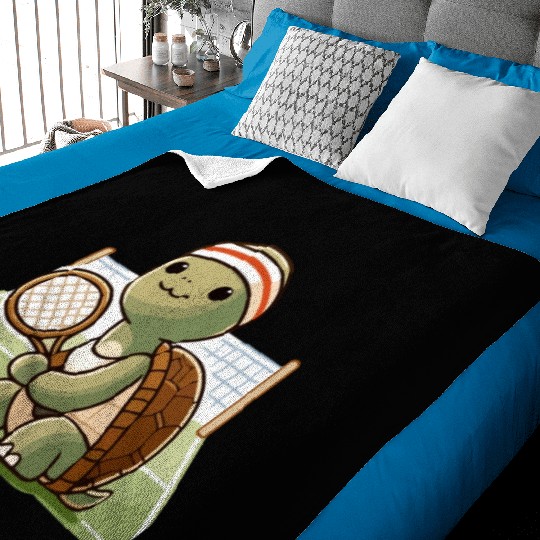 Game Set Match: Turtle Tennis Pro Baby Blankets