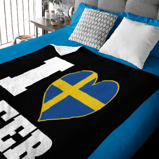 I Love Beer And Sweden Patriotic Expression Baby Blankets