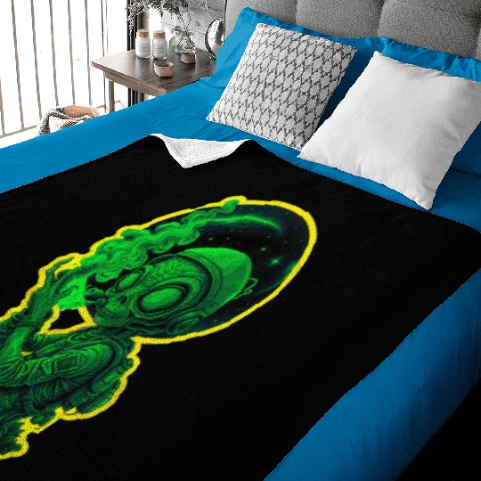 Alien smoking weed Baby Blankets