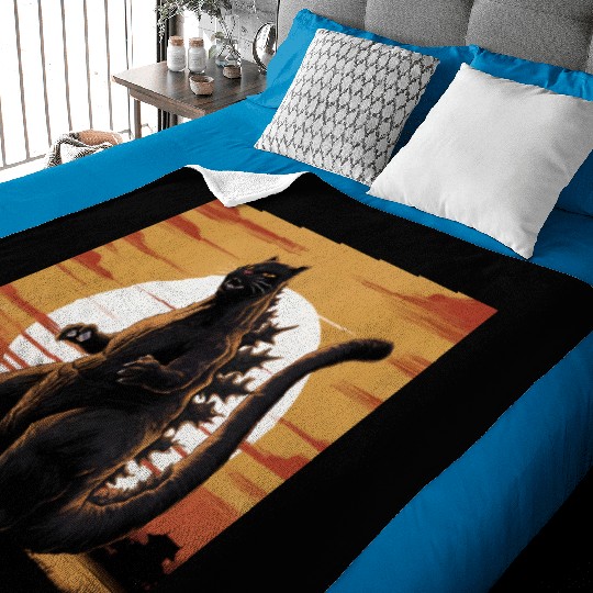 Catzilla Cat Japanese Art Funny Cat Gifts Baby Blankets