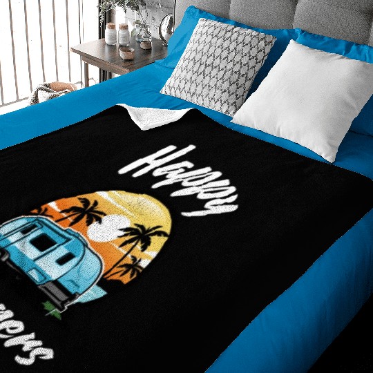 Funny Camping Hiking Lover Present Happy Camper Baby Blankets