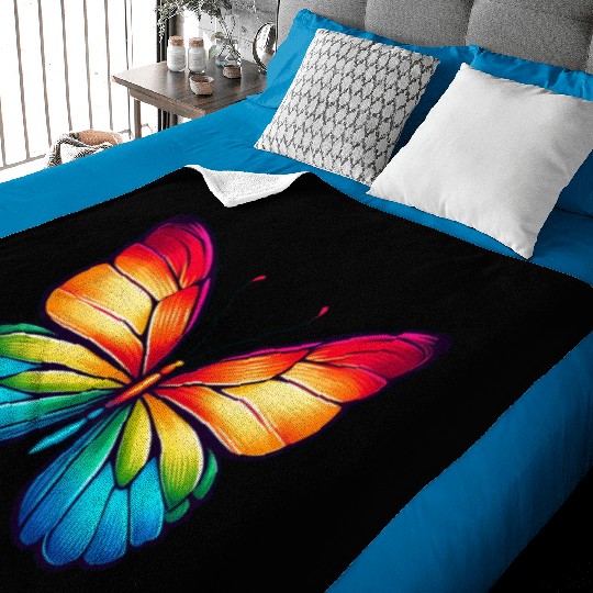 Butterfly rainbow colors nature Baby Blankets