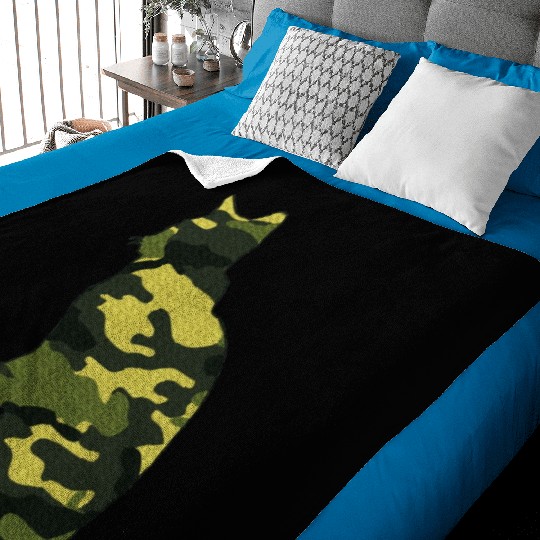 Military Burmese Camo Men Print US Cat Kitty Baby Blankets