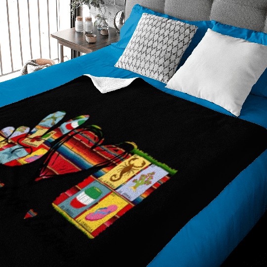 Peace Love Loteria Serape Mexican Bingo Card Baby Blankets