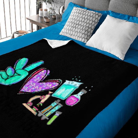 Peace Love Lab Tech Medical Laboratory Professiona Baby Blankets