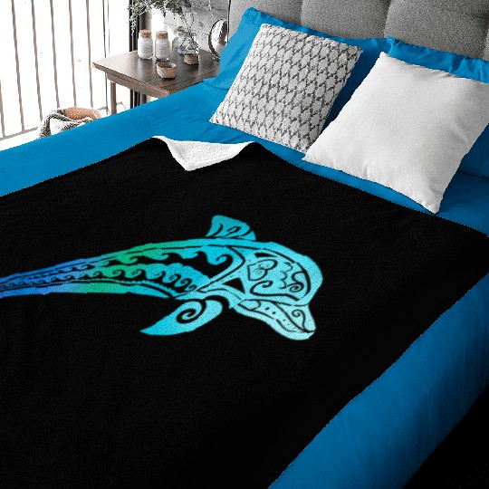Jumping Dolphin Tribal Baby Blankets