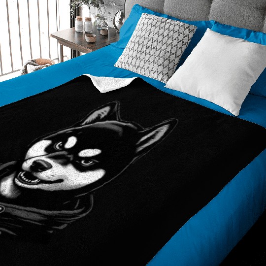 Fierce Shiba Inu in Baby Blankets