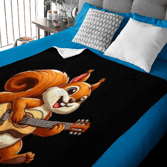 Cool Squirrel Guitarist Guitar Musician Band Baby Blankets