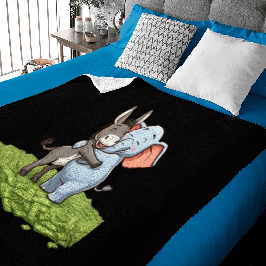 Funny Republican Party Elephant Democratic Donkey Baby Blankets