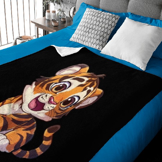 Adorable Tiger Cub With A Charming Smile Baby Blankets