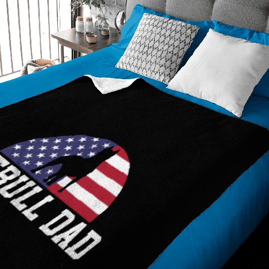 Pitbull Dad Embracing USA Flag Merica Pride Art Baby Blankets