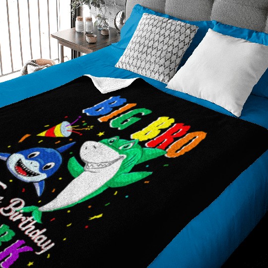 Big Bro Of The Shark Birthday Family Birthday Baby Blankets