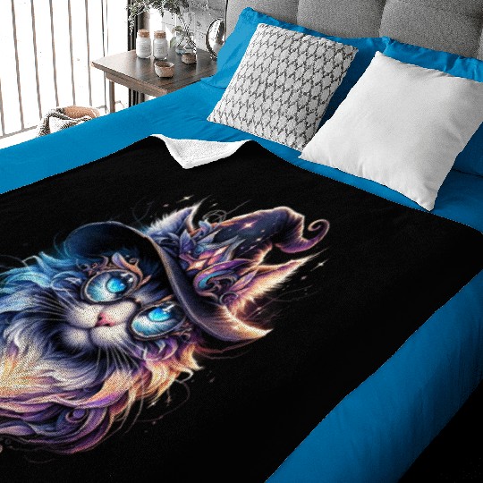 Cat Fantasy "Enchanted Wizard Cat" Baby Blankets