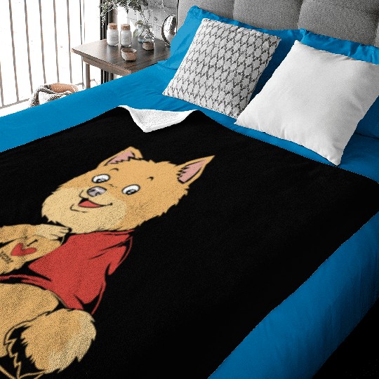 Mothers Day I Love Mom Tattoo Dog Pomeranian Baby Blankets