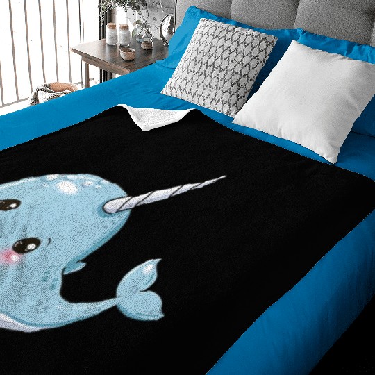 Adorable Narwhal Fantasy Encounter Baby Blankets