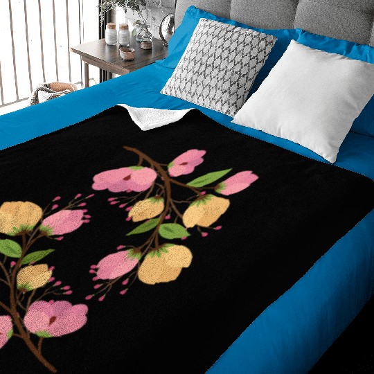 Flowers rose and yellow Baby Blankets