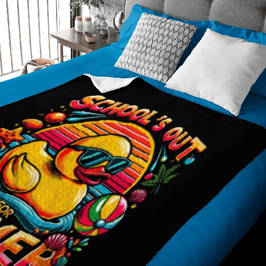 Schools Out For Summer Teacher Yellow Duck Baby Blankets