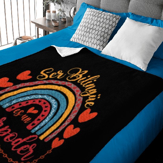 Ser bilingue es un superpoder Spanish Teacher Baby Blankets
