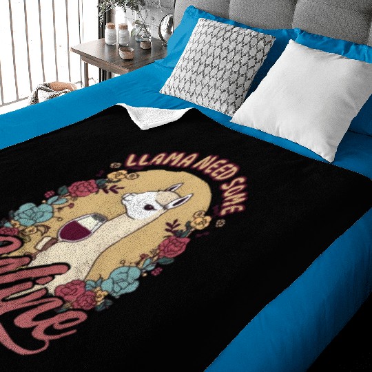 Alpaca Llama Llama Need Some Wine Baby Blankets