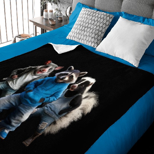 STREET CATS, RACCOON POSSUM SKUNK Baby Blankets