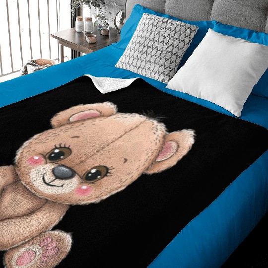 Cute Kawaii Teddy Bear Clipart, Cute Teddy Bear Baby Blankets