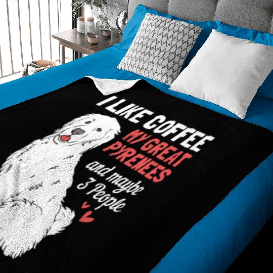 Coffee Dog And Maybe 3 People Funny Great Pyrenees Baby Blankets