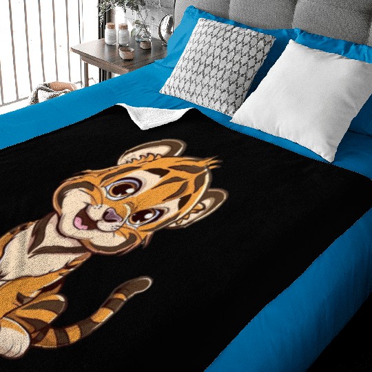 Adorable Smiling Tiger Cub Baby Blankets