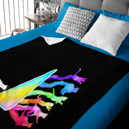 Funny Science Nerd, Geek Cat Physics Rainbow Baby Blankets