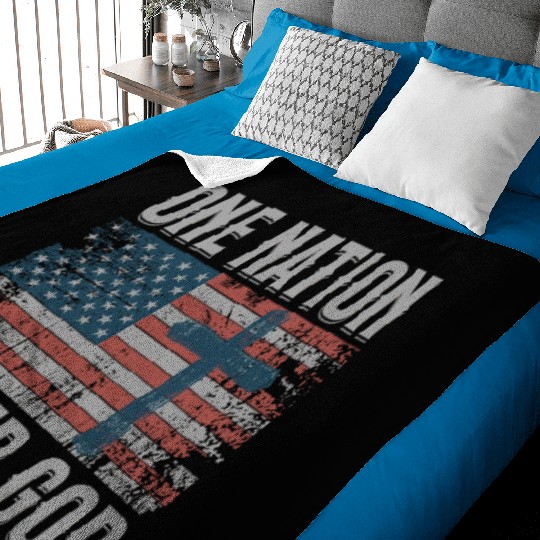 One Nation Under God Retro US Flag Christian Cross Baby Blankets