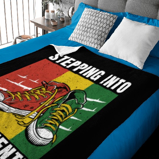 Stepping Into Juneteenth 2024 Afro American Baby Blankets