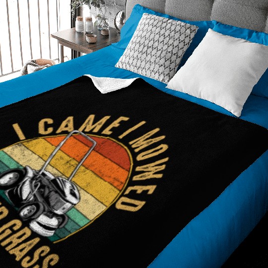 I Came I Mowed I Kicked Grass Lawn Mowing Baby Blankets