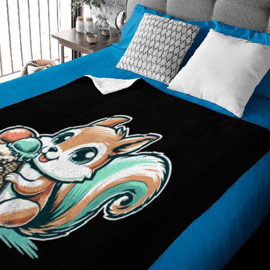 Cute cartoon squirrel with ice cream Baby Blankets