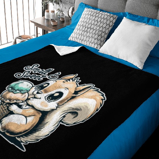 Cute cartoon squirrel with ice cream Baby Blankets