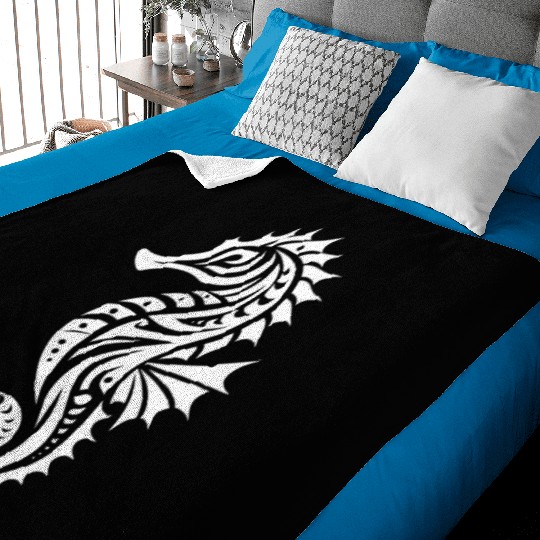 Tribal Water Seahorse Tattoo Swim Training Baby Blankets