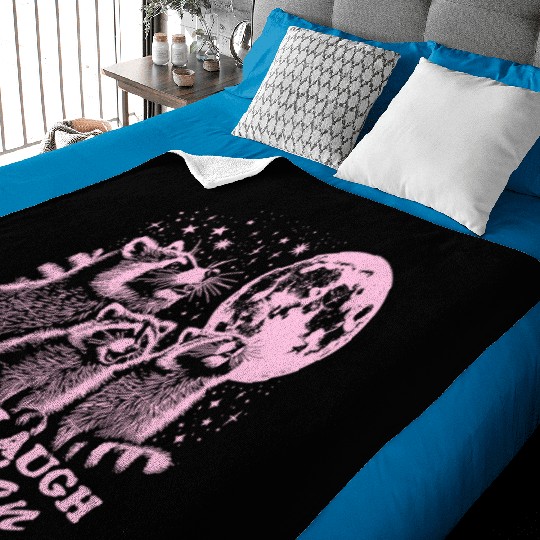 Live Laugh Lesbian Funny Raccoon Lesbian LGBTQ Baby Blankets