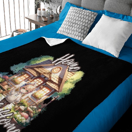 Home Sweet Home House Cabinand Person Waving 1 Baby Blankets