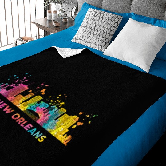New Orleanian Skyline New Orleans Baby Blankets
