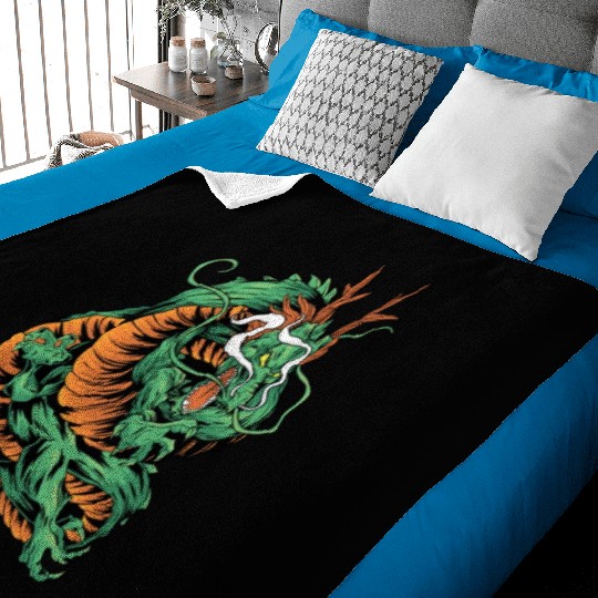 Angry Japanese Dragon Tattoo Baby Blankets