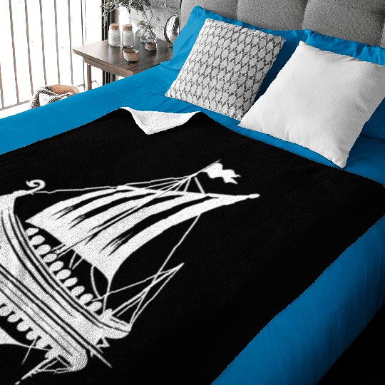 Strong Viking Dragon Boat With Sail Baby Blankets