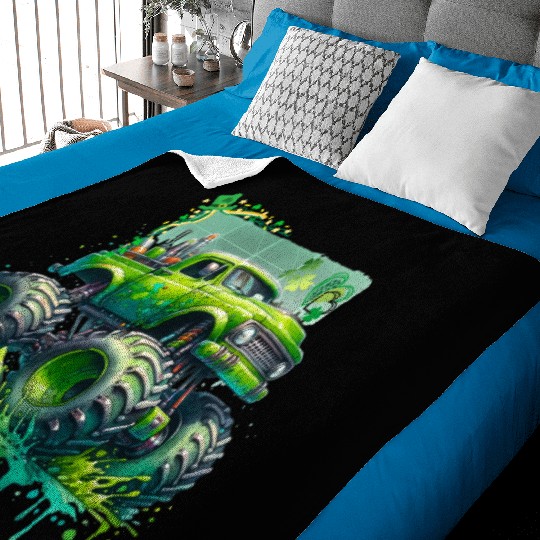 Monster Truck Shamrock Baby Blankets
