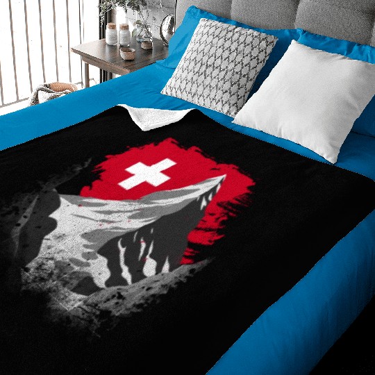 Vacation Skiing, Hiking, Mountain Switzerland Baby Blankets