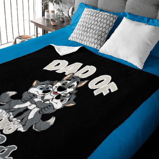 Strong Wolf with Wolf Child for a Dad Baby Blankets