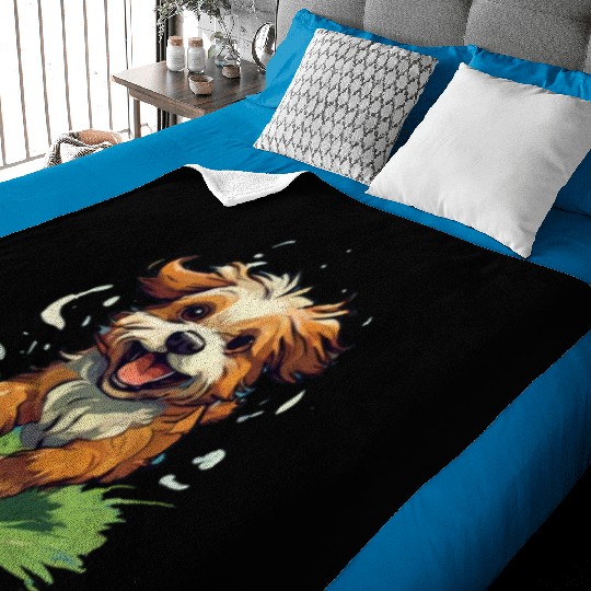 running dog on the grass Baby Blankets