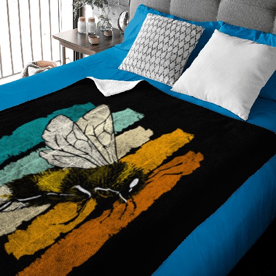 Honey Bee Nature Flowers Bees Baby Blankets