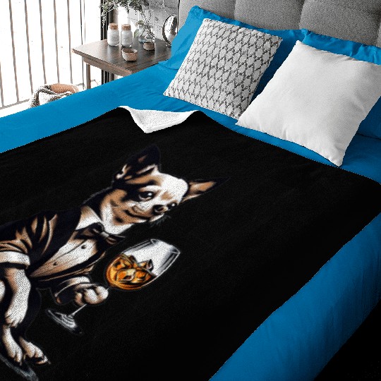 Chihuahua Dog Drinking Whiskey Puppy Baby Blankets