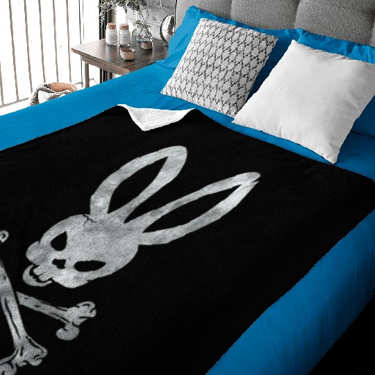 Funny Easter Bunny Crossbones Baby Blankets