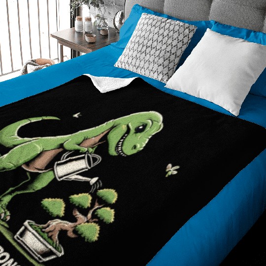 T-Rex Dinosaur Gardener Bonsai Master Gardening Baby Blankets