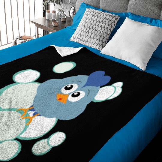 Blue Bubble Bird Baby Blankets