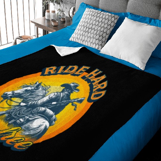 Western American Cowboy Retro Vintage Sunset Baby Blankets