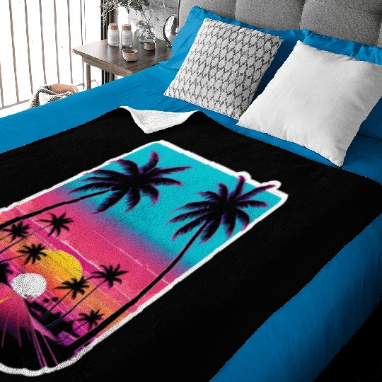 Lonely Road to Miami Sunset Vaporwave 80s Baby Blankets